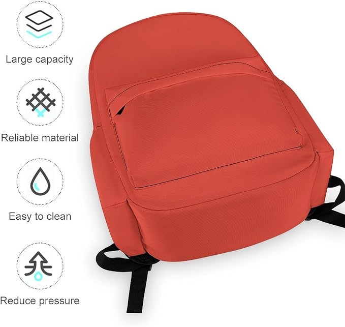 Vermilion Backpack Adult Travel Daybag for Women Men College Backpack for Vacation Hiking Camping Bag