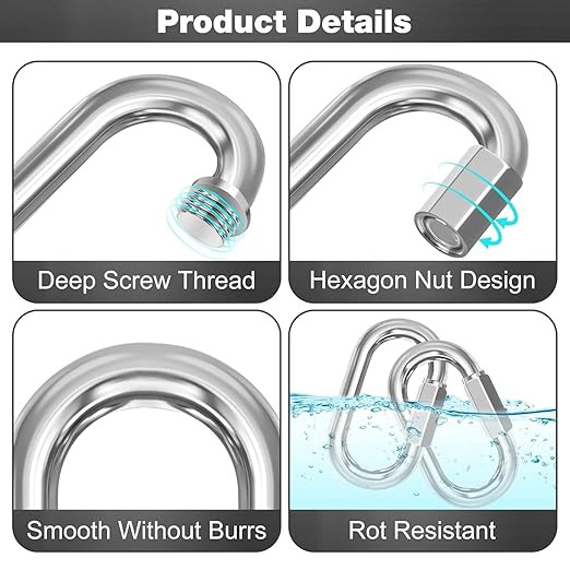 M10-30 Pack 3.5“ Quick Links Chain Connectors, 3/8″ Galvanized Chain Locking Hooks, 2000LBS Heavy Duty Thread Quick Link Clips, Twist Oval Keychain D Shape for Swing, Backpack, Key Ring