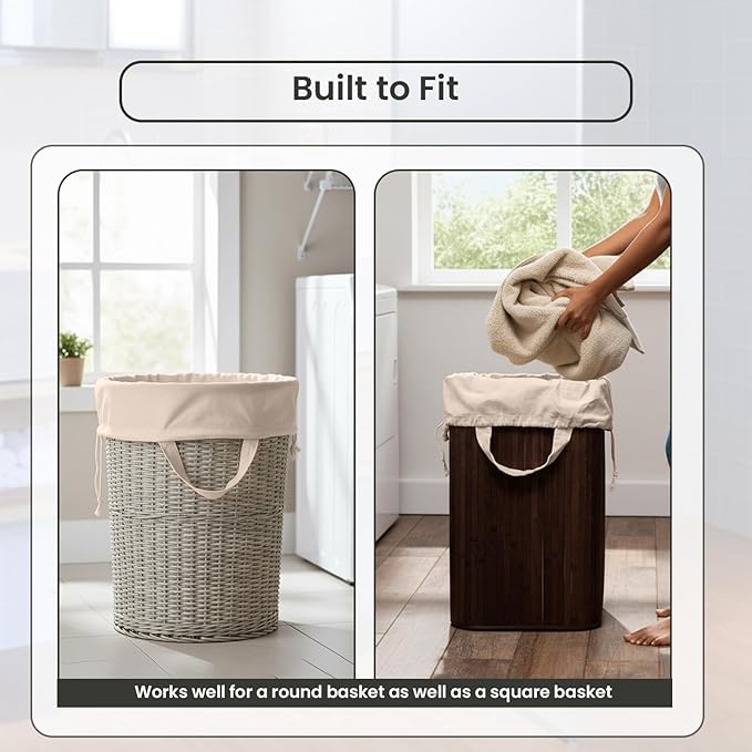 LFH Home Large Premium 100% Cotton Canvas Laundry Bag with Drawstring and Handles Heavy Duty, Multi-Use, and Washable for Home, Travel, College or Storage 28x40 (Pack of 2)-Natural