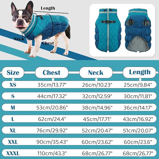 OUOBOB Dog Jackets for Medium Dogs,Medium Dog Coat,Warm Pet Winter Coat Zip Up Back,Waterproof Dogs Jacket with D-Ring,Pet Cold Weather Coats with Fleece Lined, Snowsuit Pug Boston Terrier,M