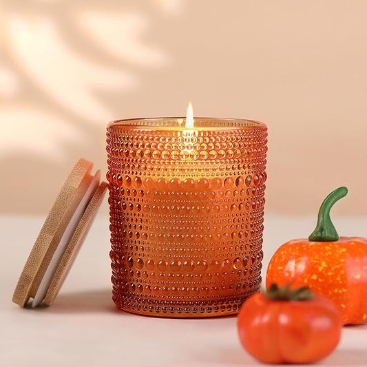 DARJEN Pumpkin Candles for Home- 6.3oz 42H Natural Soy Wax Aromatherapy Jar Candle with Strong Scent, Decorative Aesthetic Candles for Entryway, Living Room, Fall Obsession, Luxury Gift