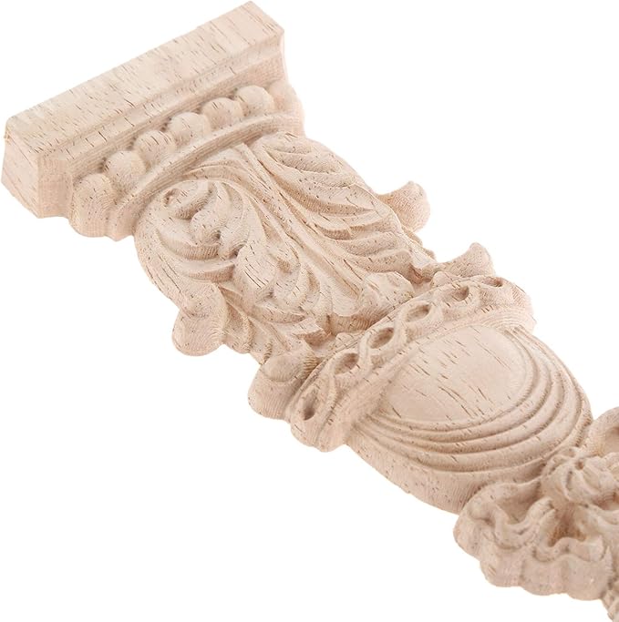 MUXSAM Wood Carved Appliques Onlays, 2-Pack Unpainted Carving Decals Mouldings Trim for Window Door Frame Rome Column Wall Mantel Dresser Fire Stove Surround Decor, 30x7cm/11.81"x2.76"