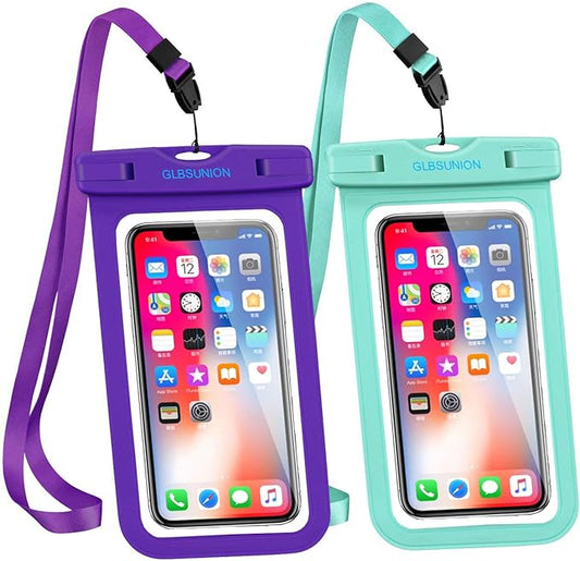 Universal Waterproof Case, 2-Pack IPX8 Waterproof Phone Lanyard Pouch Dry Bag for iPhone 17 16 15 14 13 12 Pro Max Plus Samsung Galaxy S24 S23 Note Google up to 7.5" for Pools Beach Kayaking Travel