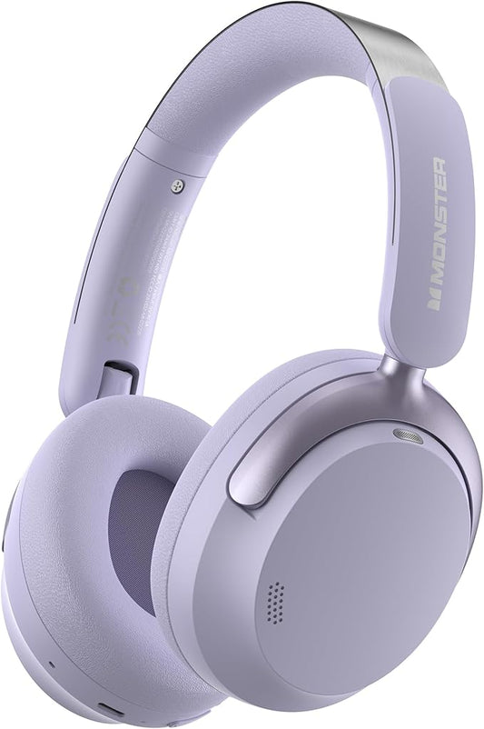 Monster Persona 3rd ANC Active Noise Canceling Headphones, Wireless Bluetooth 5.4 Over-Ear Headphones with 6 Mics, 70H Playtime and 3 EQ Modes, Deep Bass, Foldable Comfort Design for Travel, Purple