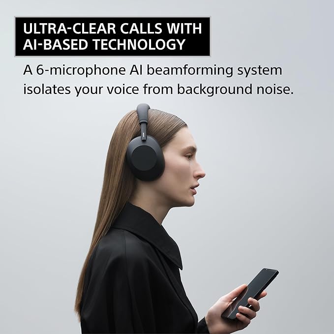 Sony WH-1000XM6 The Best Noise Canceling Wireless Headphones, HD NC Processor QN3, 12 Microphones, Adaptive NC Optimizer, Mastered by Engineers, Studio-Quality, 30-Hour Battery, Black