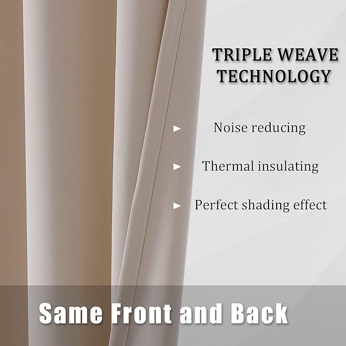 DUALIFE Light Coffee Color Curtains for Bedroom Light Brown Blackout Curtain Panels 120 Inch Thermal Insulated Room Darkening Solid Widow Drapes Grommet Top 60Wx120L 2 Panels Set
