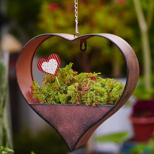 Valentines Day Gifts Metal Hanging Planters for Indoor & Outdoor Plants - Heart Shaped Planters for Wall or Window,Garden Patio or Indoor Decor for Women(Cooper)