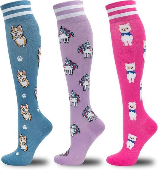 fenglaoda Compression Socks for Women Men 3 Pairs Graduated Compression Support Circulation Socks for Nurses