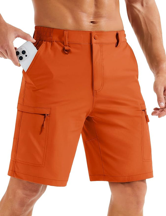 MAGCOMSEN Men's Hiking Cargo Shorts Quick Dry Lightweight 9" Golf Shorts Summer Casual Work Outdoor with 5 Zipper Pockets