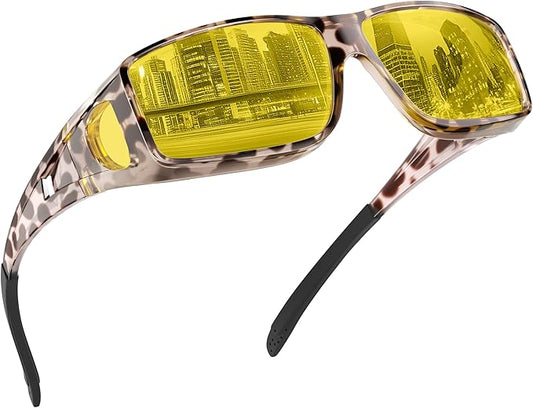 Night Driving Glasses for Men Women Anti Glare Polarized Fit Over Night Vision glasses