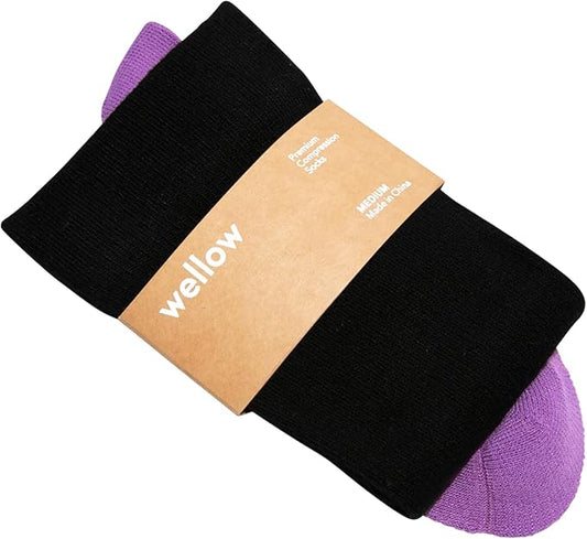 Wellow Premium Socks (Compression Socks - Regular) for Men & Women, Made with Viscose from Bamboo, Knee High, 18-25 mmHg