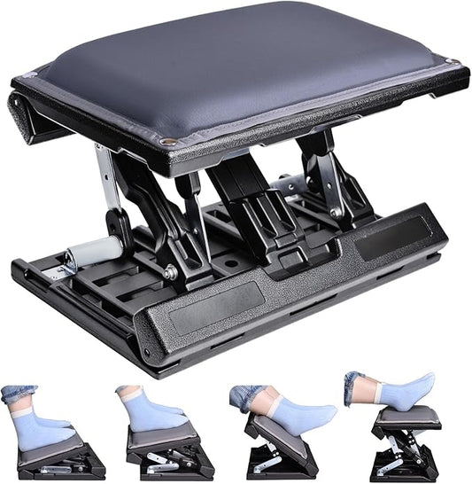 Scalebeard Foot Rest for Under Desk at Work,Height Adjustable Infinite Angle Under Desk Footrest,Ergonomic Foot Stools for Under Office Desk, Height Up to 10.6", Large 15.75" x 12.4" Panel