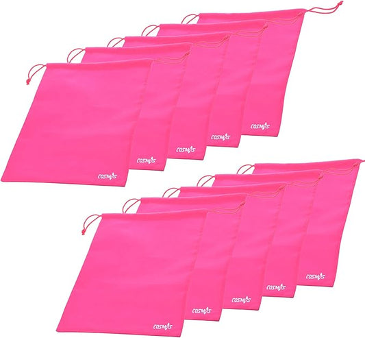 Cosmos 10 Pcs Travel Shoe Bags Shoe Organizer Pouch Storage String Bags for Travel Trip Carrying Packing, Dust-proof Non-Woven Fabric in Drawstring, 13.75" x 11" (Hot Pink)