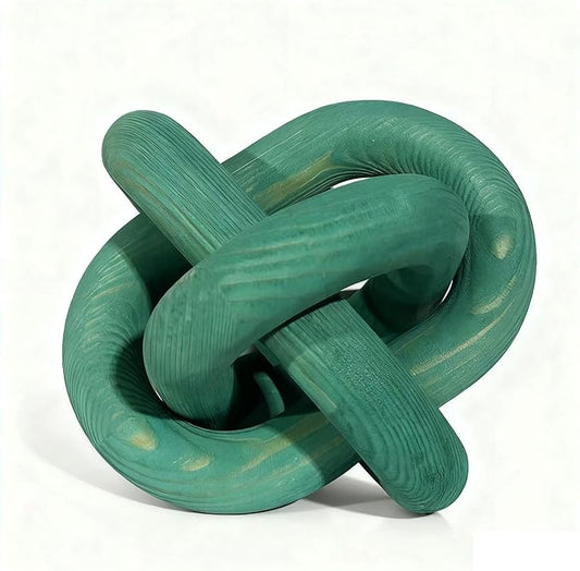 Wood Knot Decor -Coffee Table Decor Shelf Decor Table Books Hand Carved Home Decoration Boho Country Rustic Modern Shabby Chic Style 3 Link Wooden Knot Chain Link Decor (Green)