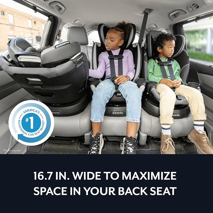 Evenflo Revolve360 Slim 2-in-1 Rotational Car Seat with Quick Clean Cover (Salem Black)