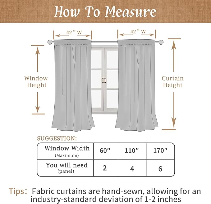 LAMIT Natural 100% Blackout Linen Curtains, 54 Inches Linen Textured Thermal Bedroom Curtains Back Tab and Rod Pocket Neutral Panels with White Liner for Farmhouse, 2 Panels, 42 x 54 Inch, Light Green