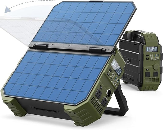 BLAVOR Portable Power Station 1600W (Peak 3200W), Built-in Solar Panel, 1024Wh LiFePO4 Battery, 100W USB-C Fast Charge, Solar Generator for Home Backup, Camping, Power Outages & RV