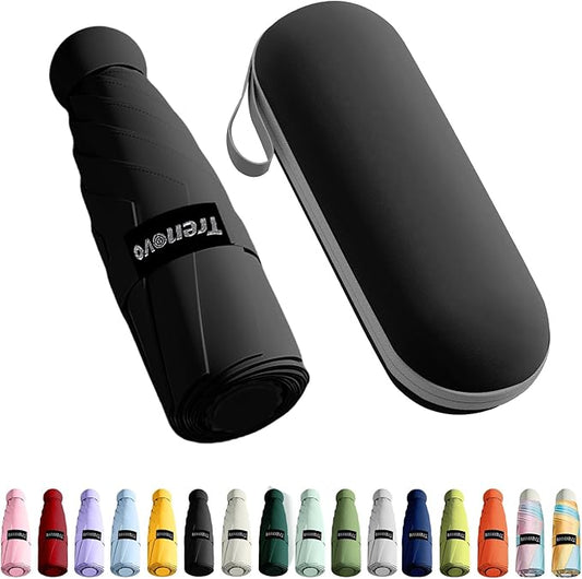 Travel Mini Compact Folding Umbrella with Case - UV Sun & Rain Protection, Lightweight Portable Pocket Umbrella for Women Men Kids, Fits Purse Backpack