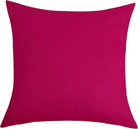 TangDepot Cotton Solid Throw Pillow Covers, 24" x 24" , Brilliant Rose, 1 Count (Pack of 1)