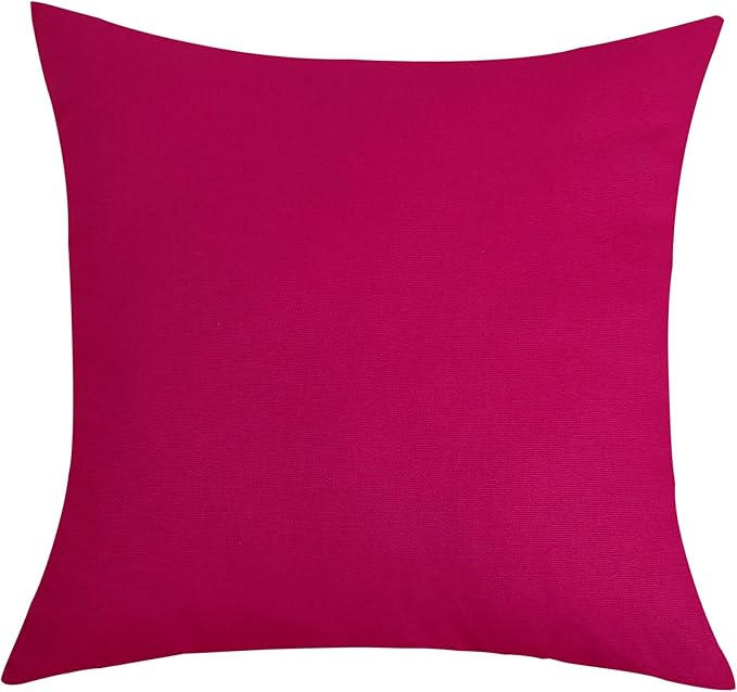 TangDepot Set of 2 Handmade Decorative Solid 100% Cotton Canvas Throw Pillow Covers/Cushion Covers, 45 Colors Available - (18"x18" 2 Pieces, Brilliant Rose)