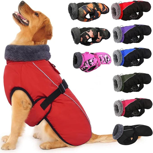 IECOii Extra Warm Dog Coat - Reflective, Adjustable Jacket with Buckle & Fleece Turtleneck for Cold Weather, Soft Winter Coat for Small to Extra Large Dogs