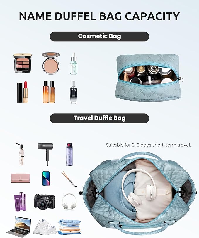 Vogewood Birthday Gifts for Women-Initial Duffle Bag, Personalized Monogram Overnight, letter Travel Bag with Shoe Compartment and Makeup Bag