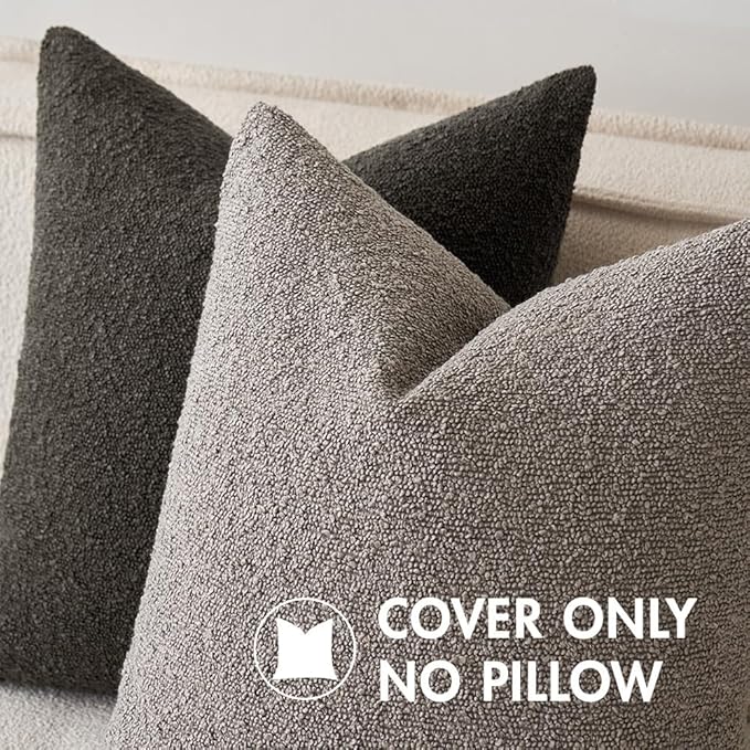 MIULEE 12x20 Inch Decorative Lumbar Throw Pillows for Bed Set of 2 Textured Boucle Neutral Winter Throw Pillow Covers Dark Coffee Accent Solid Pillowcases Sofa Livingroom Home Decor