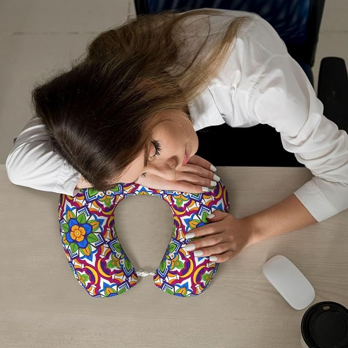 Comfortable Travel Pillow for Pain Relief Sleeping, Memory Foam Airplane Car Neck Pain Pillows Talavera, Funny Chin Head Support Cushion