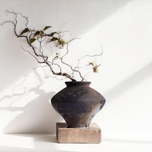 Wabi Sabi Rusty Vintage Vase, 6.3" Tall Wabi Sabi Decor Rustic Farmhouse Pottery Vase for Centerpiece, Textured Pottery Flower Vases for Home Decorative, Table, Living Room, Bedroom, Bathroom, Kitchen