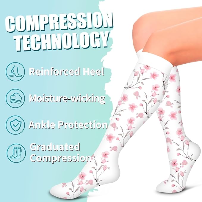 Laite Hebe Compression Socks for Women & Men Circulation(6 pairs)-Graduated Supports Socks for Running, Athletic Sports