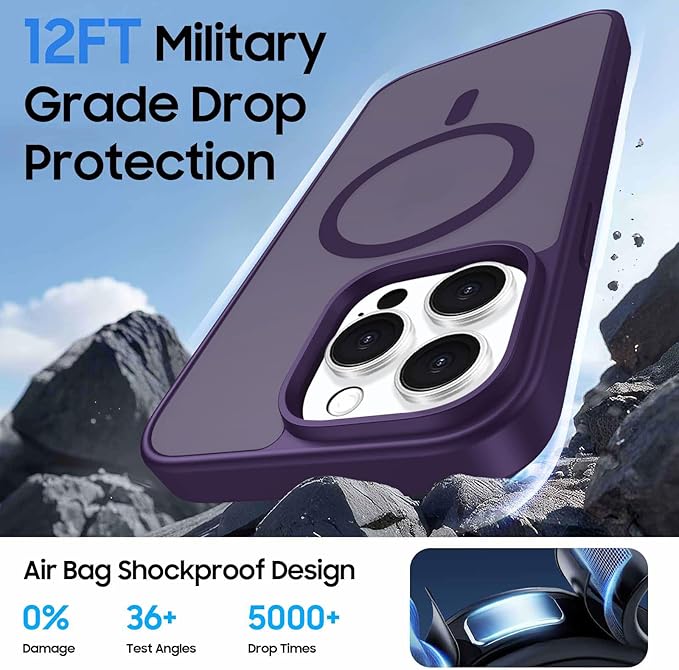 Ntwinro Magnetic for iPhone 16 Pro Case (Compatible with MagSafe) with Detachable Wallet & Card Holder for 3 Cards [RFID Blocking] Military Grade Protective Slim Phone Cover, Purple