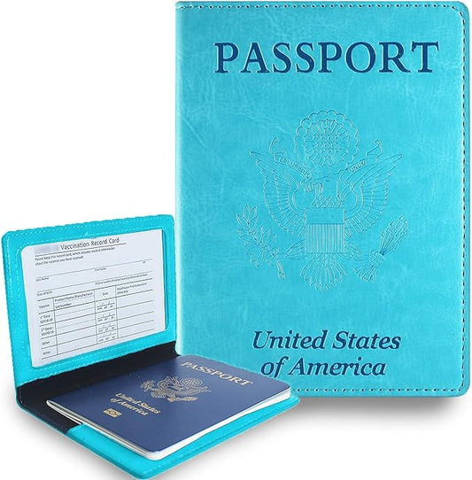 Sizobi Leather Passport Holder - Covers Case With Card Slot, Luggage Tag, International Travel Essentials for Women & Men, Cruise Ship Must-Haves, Travel Gifts