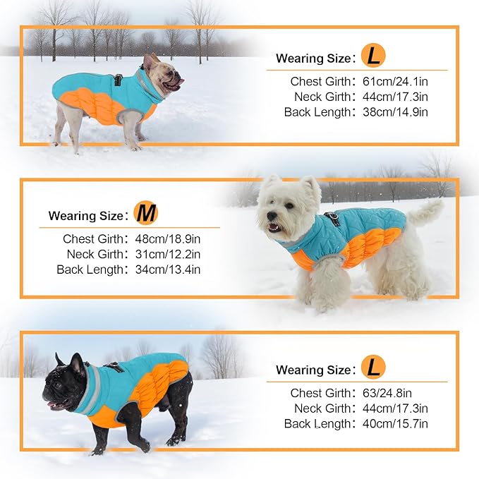 OUOBOB Warm Dog Coats for Small Dogs, Puppy Jacket, Waterproof Dog Jacket with Harness Built in, Zipper Clousure, Fleece Lining for Cold Weather, Small Puppy Clothes for Chihuahua, Maltese - XS