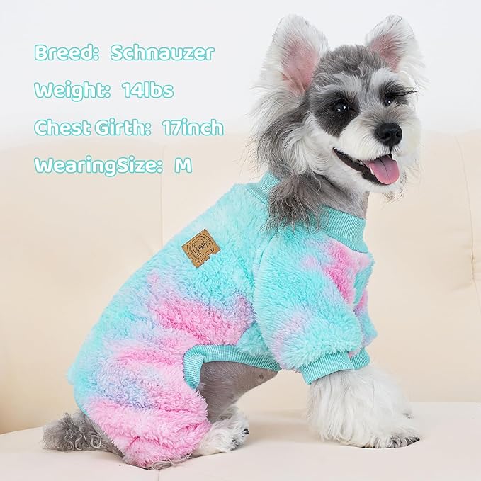 XPUDAC Dog Sweater, Dog Winter Clothes for Small Medium Dogs Girl Boy Fleece Doggy Pajamas for Winter Christmas, Tie-Dye03, XX-Large