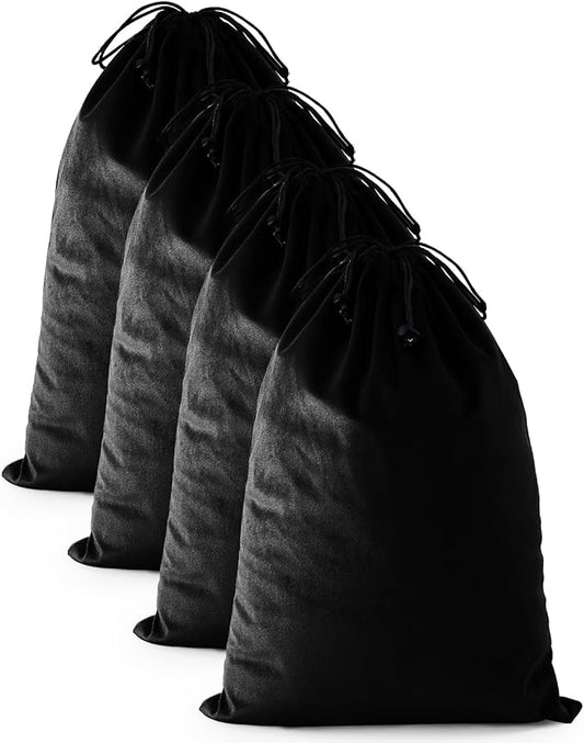 FantasyLife Shoe Bags for Travel, Washable Dust Bags for Storage & Packing, Flannel Shoe Pouch with Drawstring Closure for Purses, Handbags, Shoes & Toys (4, Black Beauty)