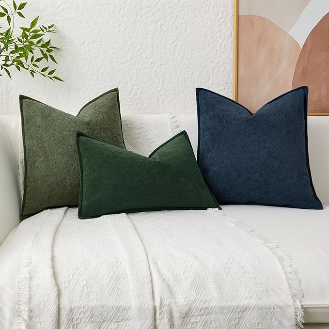 Kevin Textile Waterproof Decorative Pillow Covers Navy Blue 20x20 Inch Pack of 2 Soft Boucle Textured Throw Pillowcases Elegant Accent Pillows for Couch Sofa Chair Bed Home Decor Indoor Outdoor