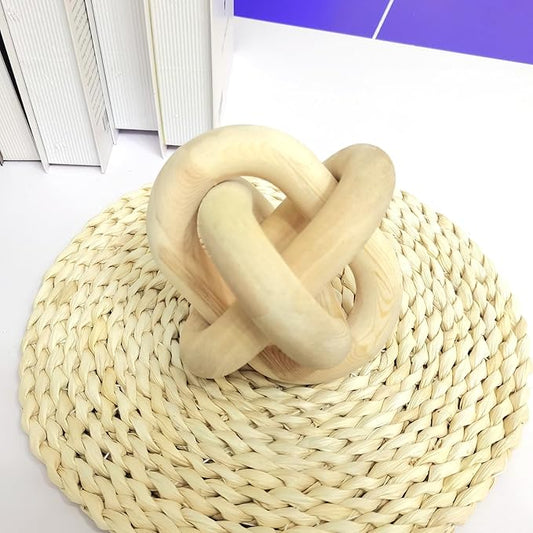 3-Ring Wooden Chain, Pine Wood Carving, Modern Home Minimalist Coffee Table Decoration, Living Room, Bedroom, Bookshelf, Porch Decoration (D)