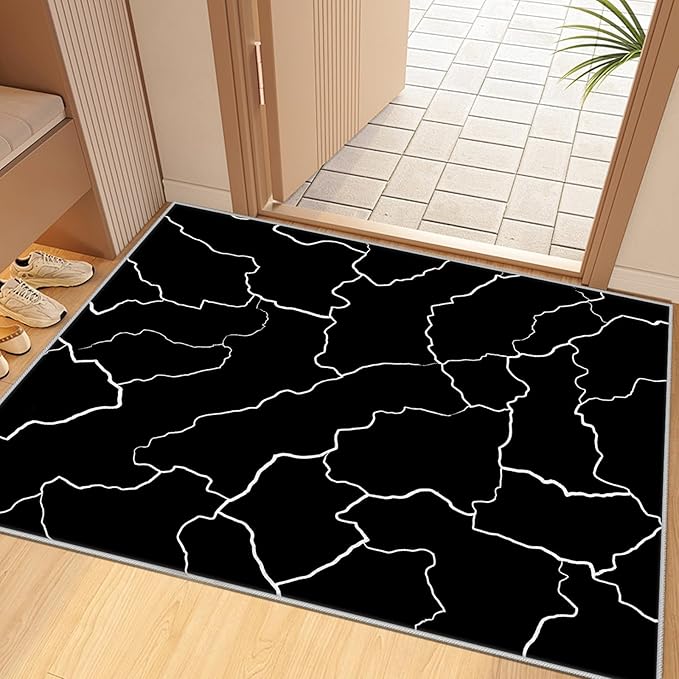 Abstract Rugs for Living Room - Modern Washable Area Rug, 3x4 Abstract Black and White Rug, Minimalist Rugs,Carpet Non Slip Home Decor