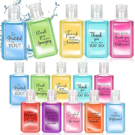 50 Pcs Thank You Mini Hand Sanitizer Bulk Employee Appreciation Gift Inspirational Small Hand Sanitizer 1fl oz Travel Size Hand Soap for Team Coworker Friends Teacher Christmas Valentine (Warm Color)