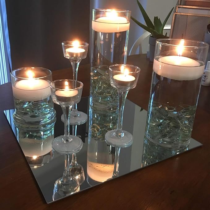 WGVI WGV Large Square Mirror Plate 10" Width, 4 mm Thickness, Frameless Sanded Edges, Quality Thick Candle Tray, Home Event Party Wedding Table Centerpiece Wall Decor, 1 Piece