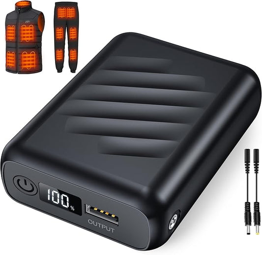 7.4V 20000mAh Heated Vest Battery Pack Compatible with ORORO, Battery Pack for Heated Vest with LED, Rechargeable Power Bank for Weamest, for XINSONYUELL, for TODWARM, for Vestego