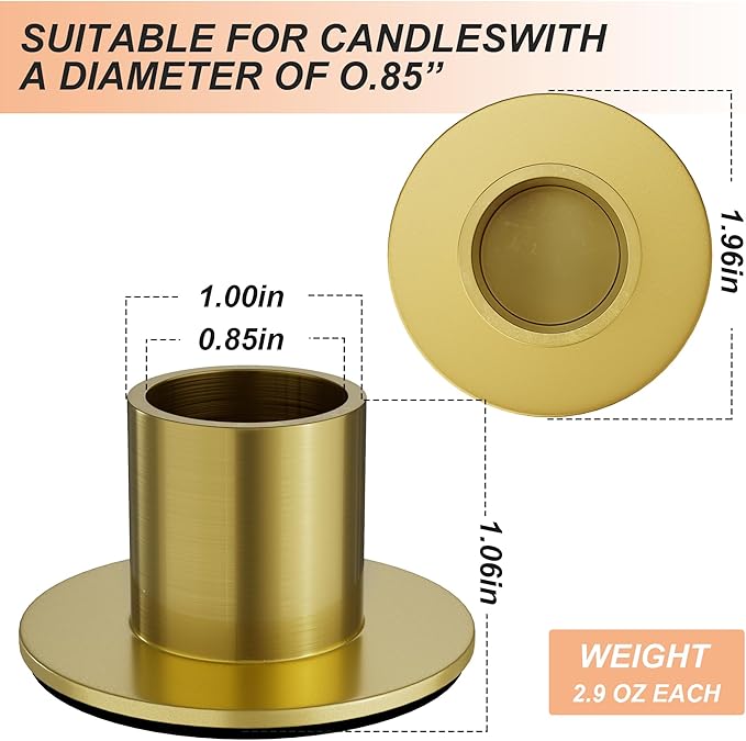 2 Pcs Brass Candle Holder - Elegant Taper Candle Holders, Classic Brass Candlestick Holders for Table Centerpiece, Festive Christmas Mantel Display or Sophisticated Home Decor