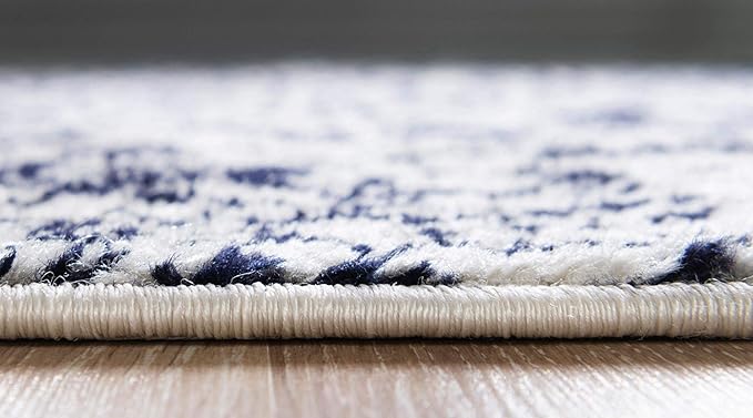 Rugs.com Arlington Collection Rug – 5 Ft Round Blue Medium-Pile Rug Perfect for Kitchens, Dining Rooms