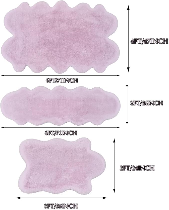 1700GSM Fuzzy Faux Sheepskin Fur Area Rug,Extra Soft Faux Fur Mat,Fluffy Shaggy Fur Rug for Bedroom Living Bedside Rug Room Decor-Lavender, 2 x3 ft