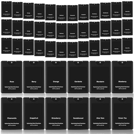 Frienda 48 Pcs Travel Size Hand Sanitizer Spray Bulk 2026 New Year Gift Pocket Power Mist Black Hand Sanitizer Spray Employee Appreciation Gift for Team Coworker Staff Goodie Bag Stuffer