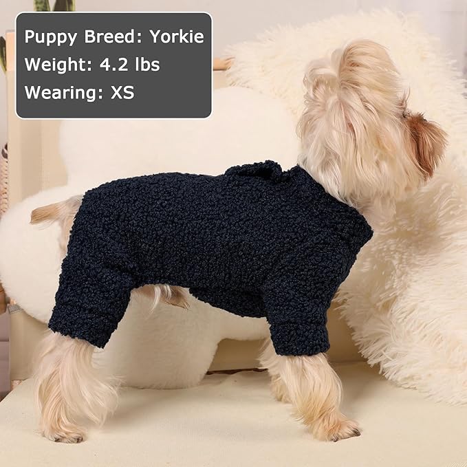 Dog Sweaters for Small Dogs Winter Dog Pajamas Sized Dogs Boy Girl Fleece Pet Clothes Puppy Outfit 4 Legs Jumpsuits for Chihuahua Yorkie Cat Apparel, Blue, M