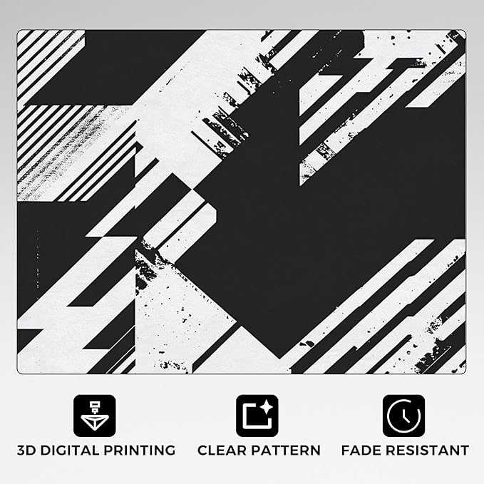 Black and White Rugs for Home Decor, 3x5 ft, Abstract Geometric Area Rugs for Living Room, Soft Non Slip Washable Modern Minimalist Carpet Bedroom Decorations Dt-Ghf-31
