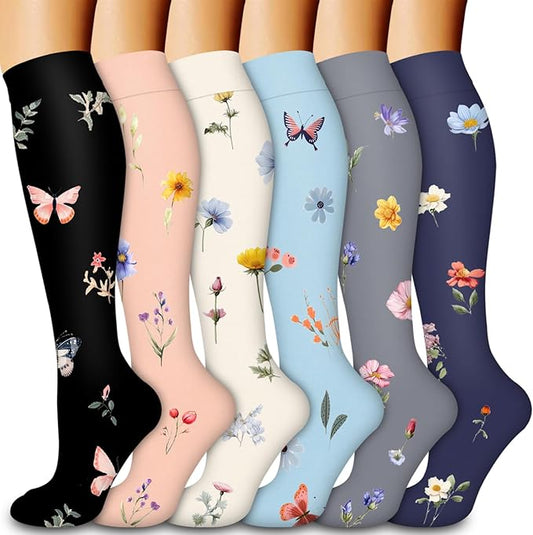 Laite Hebe Compression Socks for Women & Men Circulation(6 pairs)-Graduated Supports Socks for Running, Athletic Sports