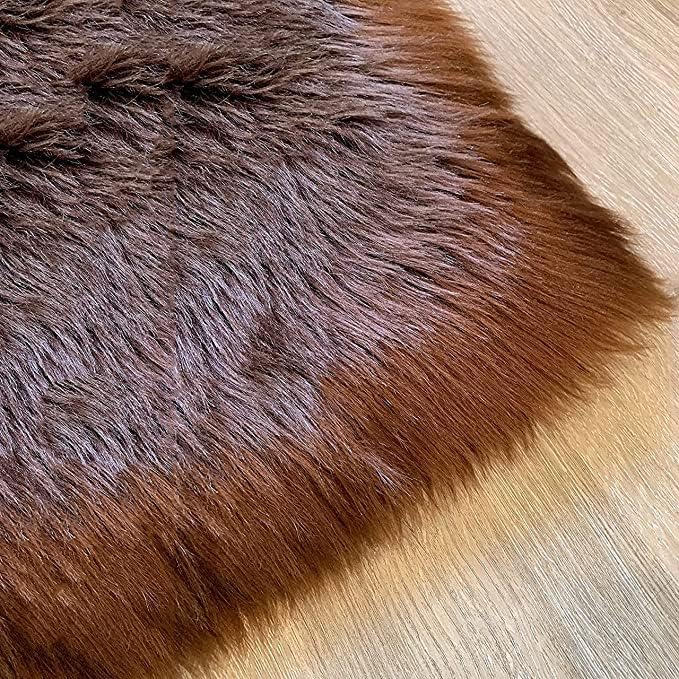 LAMBZY High Pile Super Soft Faux Sheepskin Rug (2'x3') Brown