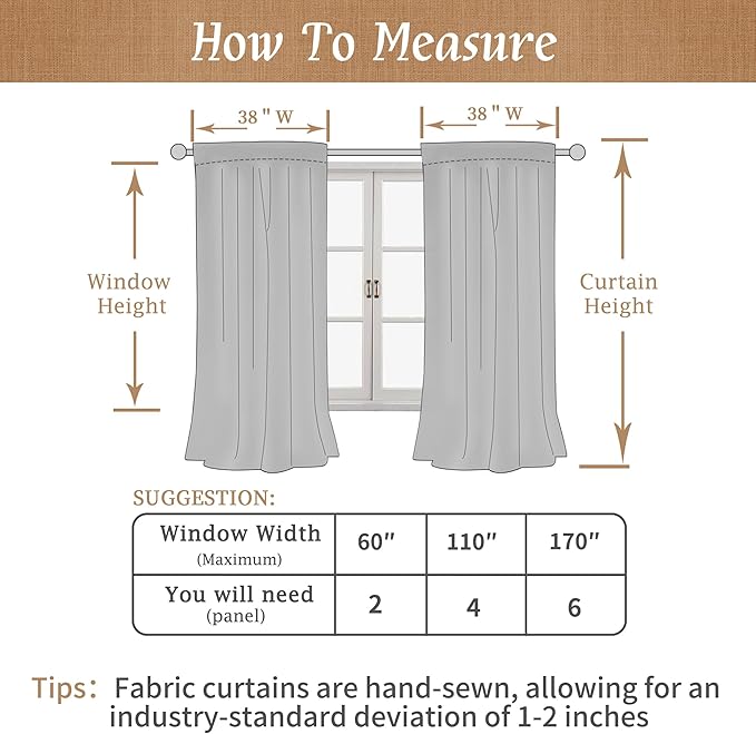 LAMIT White 100% Blackout Linen Curtains, 63 Inches Linen Textured Thermal Bedroom Curtains Back Tab and Rod Pocket Neutral Panels with White Liner for Short Windows, 2 Panels, 38 x 63 Inch